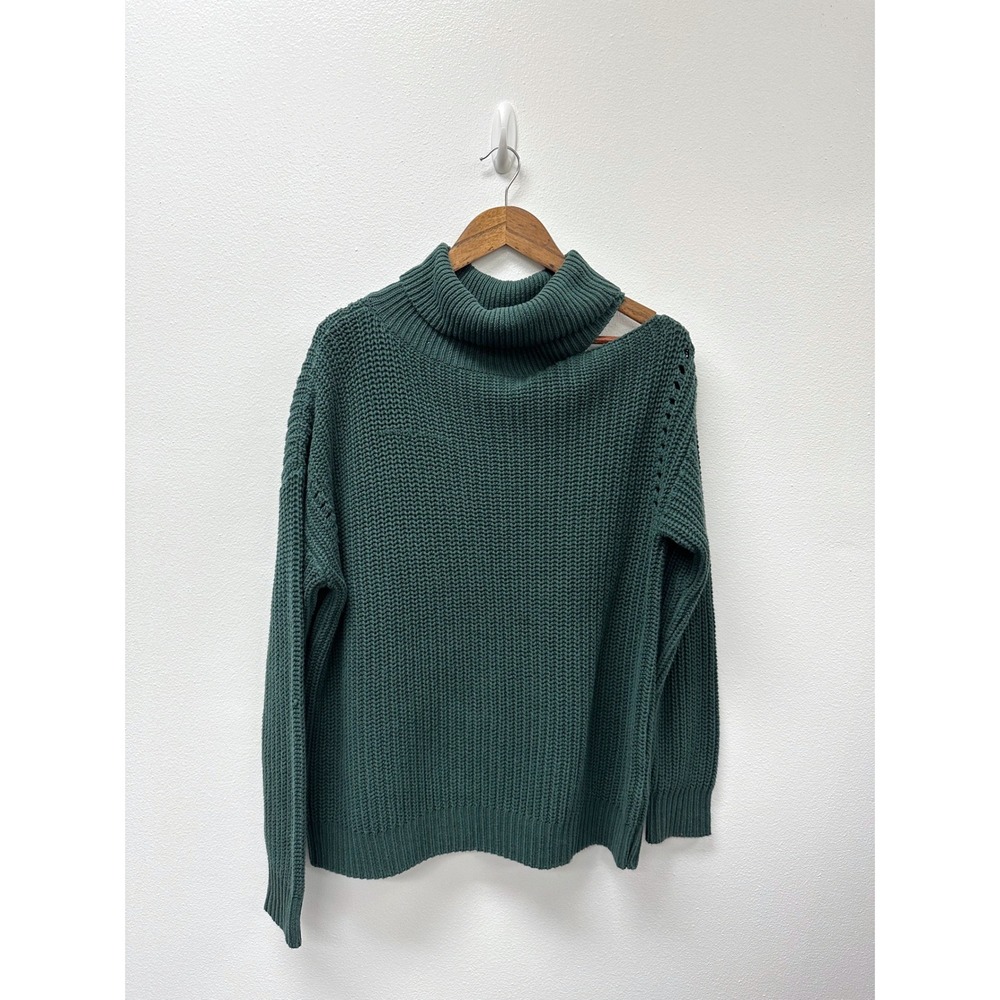 Peter Som‎ Asymmetric Cold Shoulder Sweater Green Size M - Picture 2 of 6